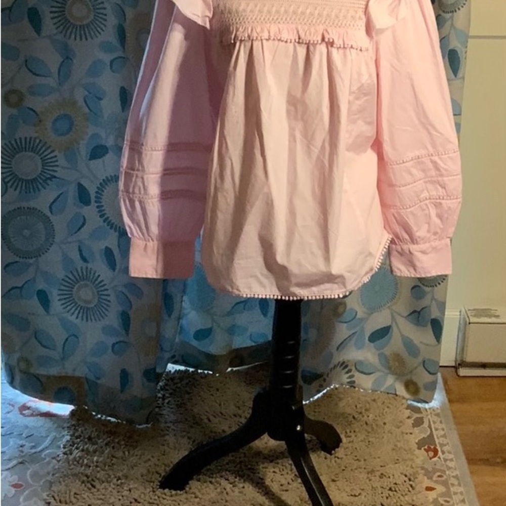 J Crew Crocheted Lace Ruffle Top Pink Size Medium